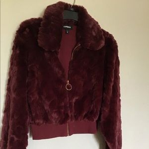 Maroon fuzzy jacket